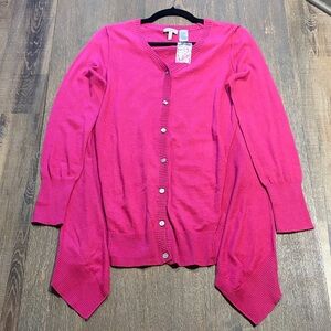 LOGO by Lori Goldstein Pink Button-Front Knit Cardigan Size XS
